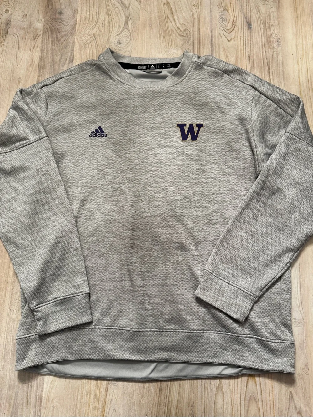 Adidas Washington University Men’s Gray Crewneck Sweatshirt with Purple logo